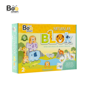 Bee Smart Doğal Ahşap Hayvan Blokları G&uuml;venli ve Eğitici Denge Oyunu