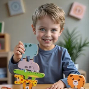 Bee Smart Doğal Ahşap Hayvan Blokları – görsel 1