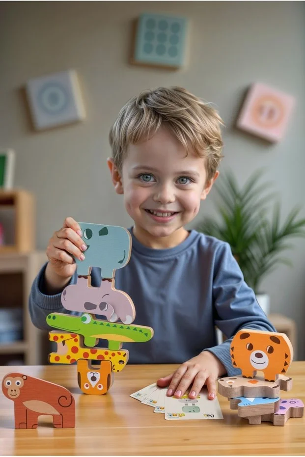 Bee Smart Doğal Ahşap Hayvan Blokları – görsel 1