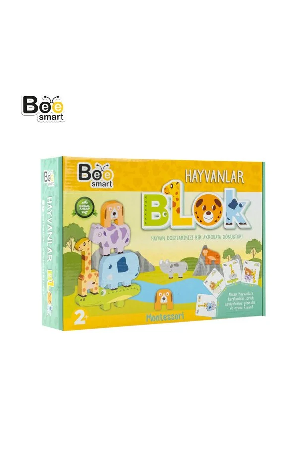 Bee Smart Doğal Ahşap Hayvan Blokları – görsel 3