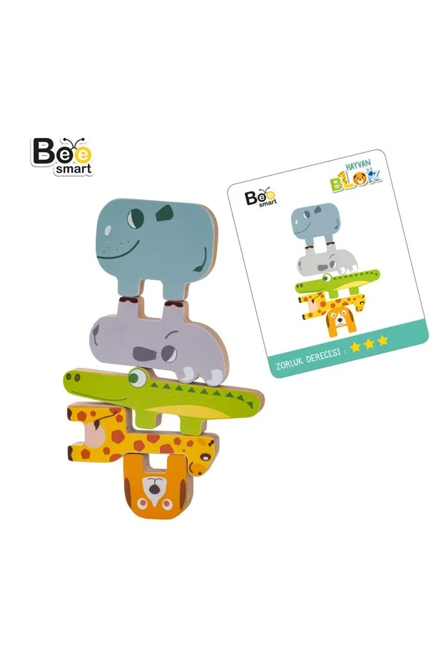 Bee Smart Doğal Ahşap Hayvan Blokları – görsel 4