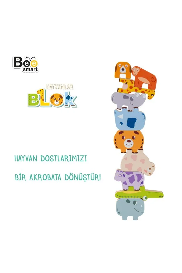 Bee Smart Doğal Ahşap Hayvan Blokları – görsel 5